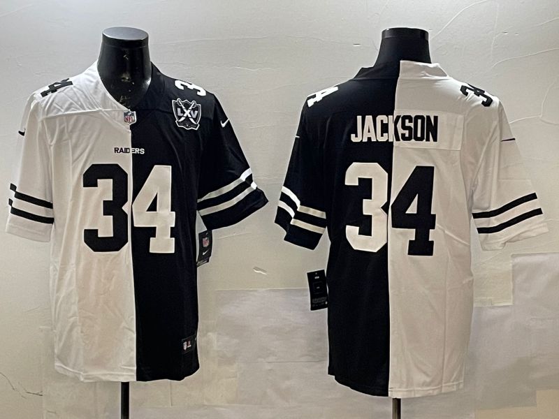 Men Oakland Raiders #34 Jackson White Black Fashion 2025 Nike Limited NFL Jersey style 3->oakland raiders->NFL Jersey